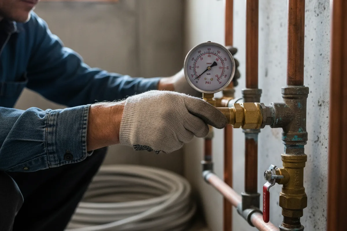 Pressure testing a repaired line during Water Line Repair in Monona